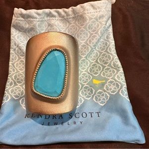 Kendra Scott Zaire Cuff in Turquoise Blue with pouch